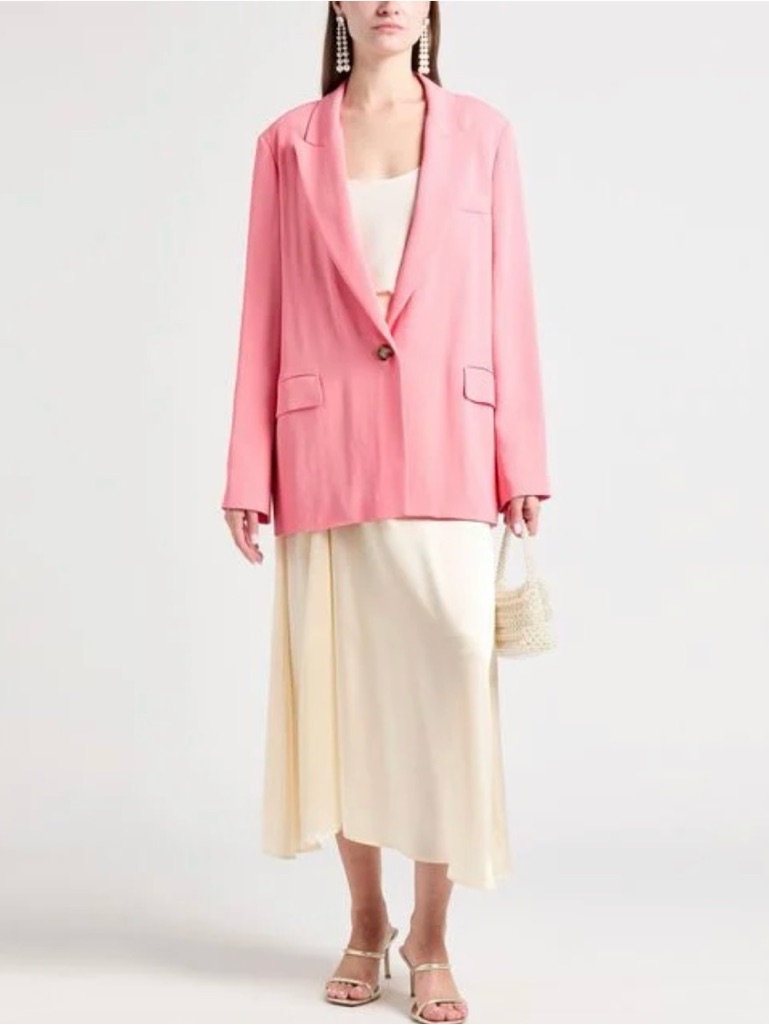 Peserico Pink Single-Button Oversized Blazer